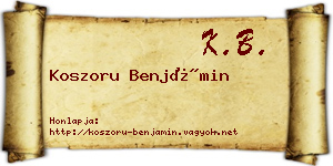 Koszoru Benjámin névjegykártya
